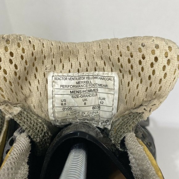 Merrell Reactor Ventilator Hiking Shoe Continuum Mens 8.5 Yellow Charcoal Vibram - Picture 9 of 9